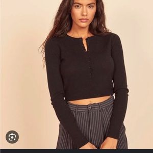 Reformation cropped cashmere Henley Medium